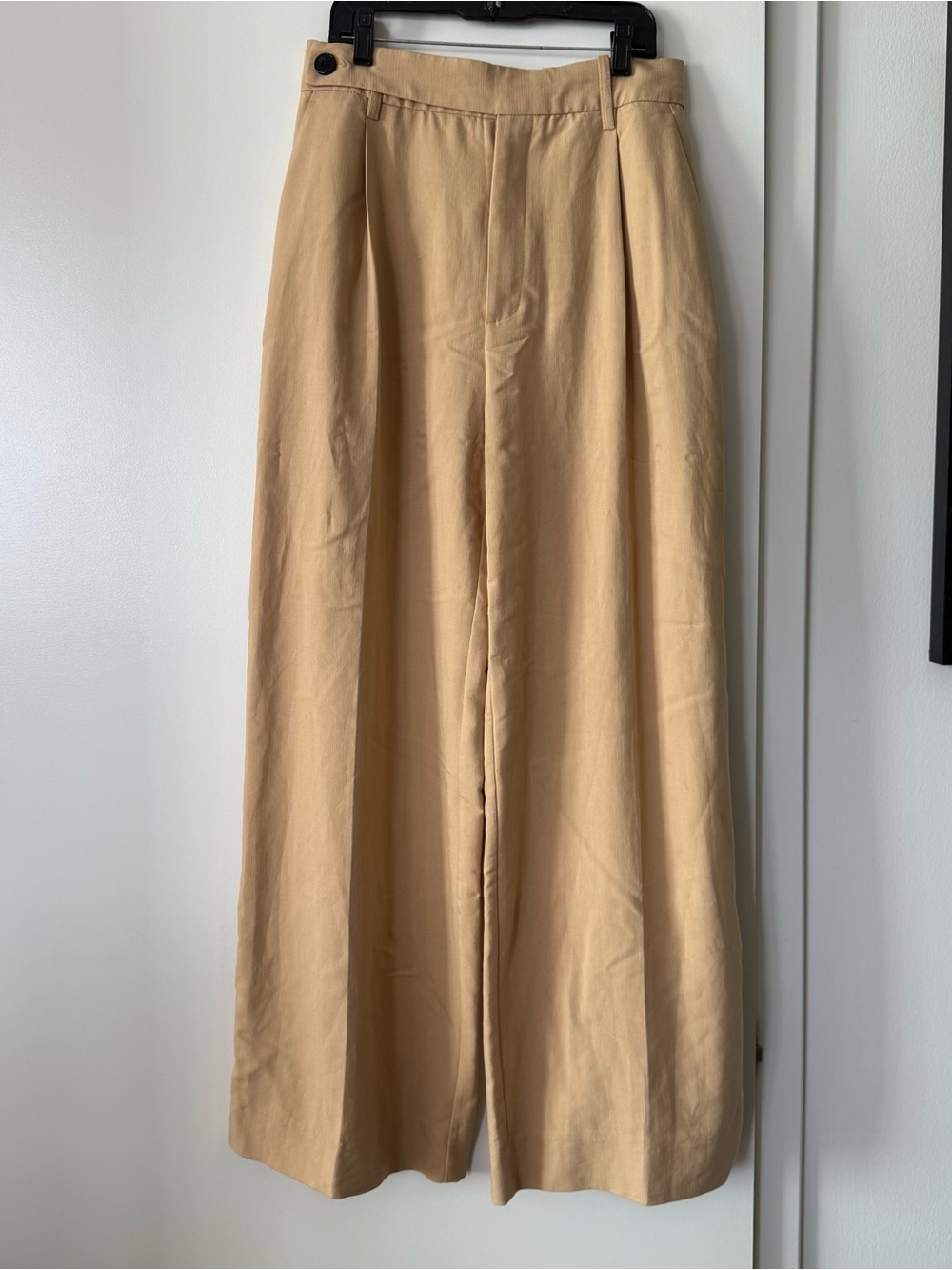 Zara Beige High-Rise Wide Leg Trousers